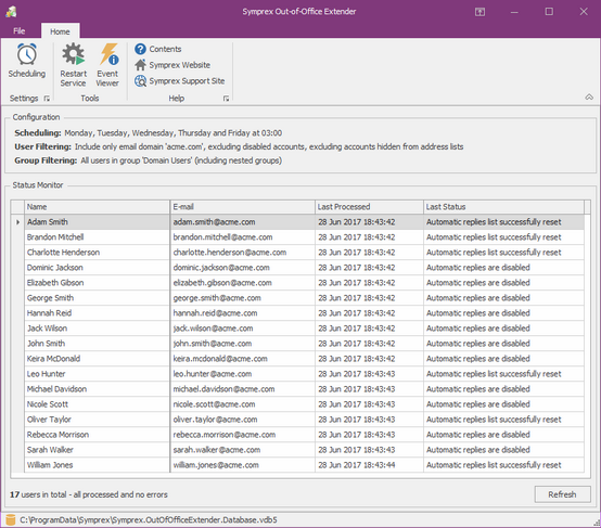 Out of Office Extender ensures automatic replies (also known as out of office replies) are sent consistently while automatic reply is active on Office 365 and Exchange Server.